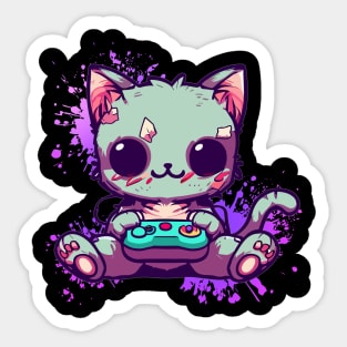 Zombie Cat Playing Sticker